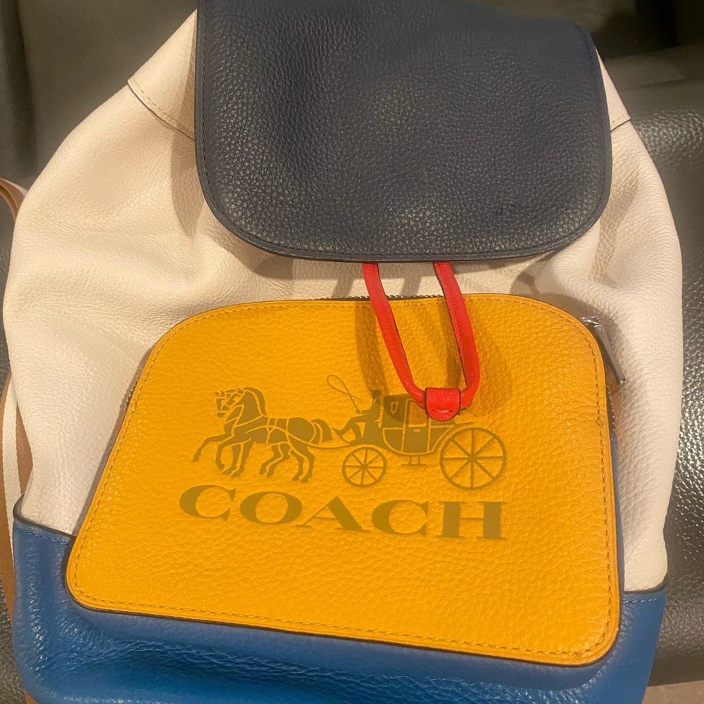 Coach back pack  orange blue